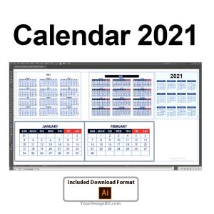 Calendar 2021 design vector - Editable Adobe Illustrator .ai .EPS