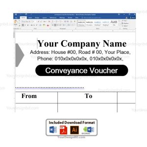 Conveyance bill voucher format - Editable Microsoft word- docx, Adobe illustrator .eps