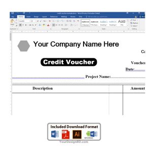 Credit voucher example - Editable Microsoft word- docx, Adobe illustrator .eps
