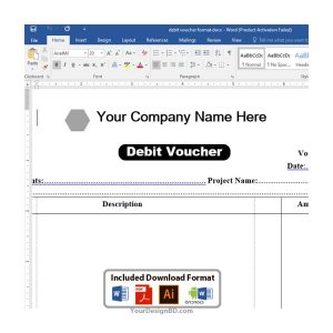 Debit voucher format sample 02 - Editable Microsoft word- docx, Adobe illustrator .eps