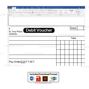 Debit voucher format - Editable Microsoft word- docx, Adobe illustrator .eps