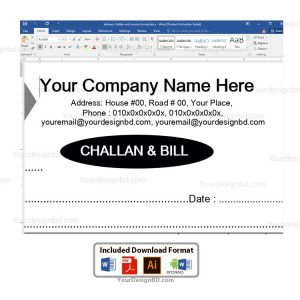 Delivery challan and invoice format - Editable Microsoft word- docx, Adobe illustrator .eps
