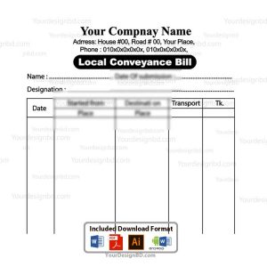 Local Conveyance bill Format - Editable Microsoft word- docx, Adobe illustrator .eps