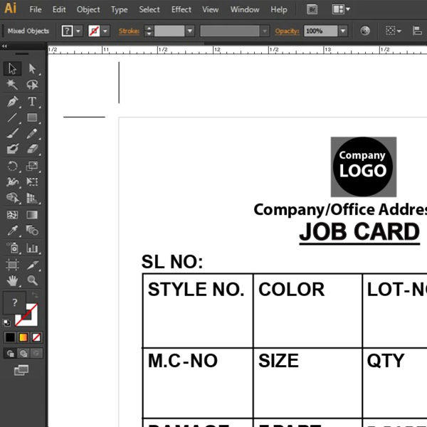 Job card vector format - Editable in MS word PDF adobe illustrator