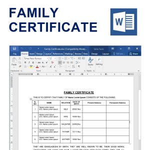 Family Certificate Sample in Bangladesh - In Word Format পারিবারিক সনদ পত্র এর নমুনা 