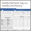 পারিবারিক ওয়ারিশ সনদ ইংরেজি ফরম্যাট Family Heirloom Log and Family Unit History English Format - Word .doc PDF Editable