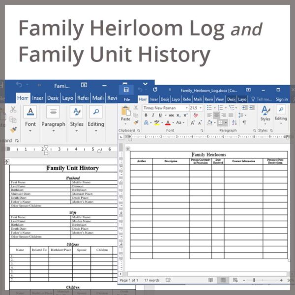 পারিবারিক ওয়ারিশ সনদ ইংরেজি ফরম্যাট Family Heirloom Log and Family Unit History English Format - Word .doc PDF Editable